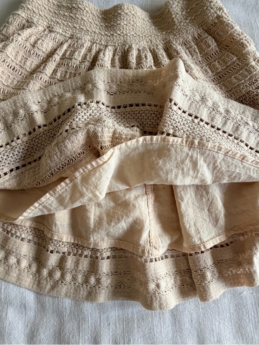 Aerie Skirt Womens XS Crochet Lace Ruffle Tiered Mini Lined Boho Cottagecore - Picture 3 of 8